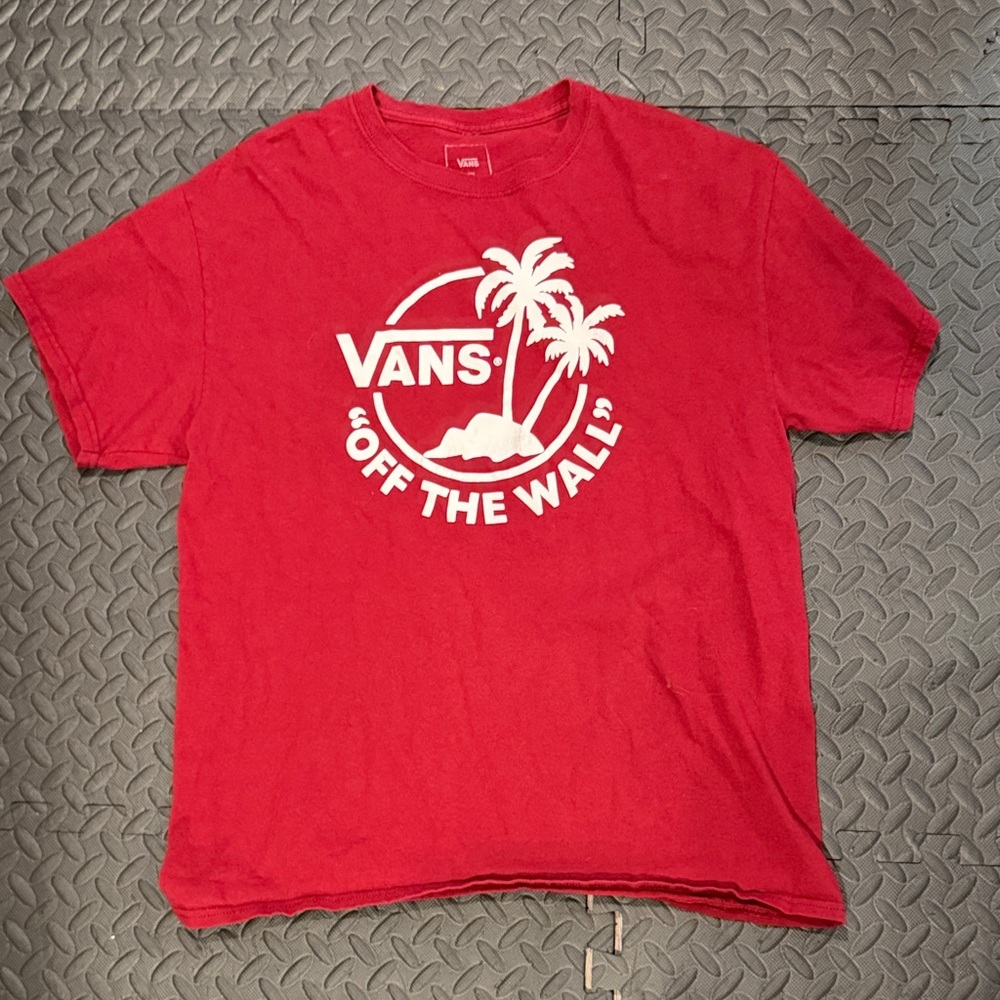 Vans Red Tee with Palm Graphic